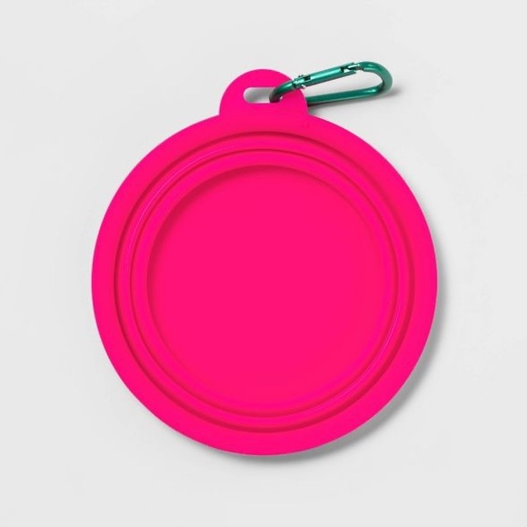 Collapsible Dog Bowl Neon hot Pink Nwt Barbie barbiecore - Picture 2 of 3